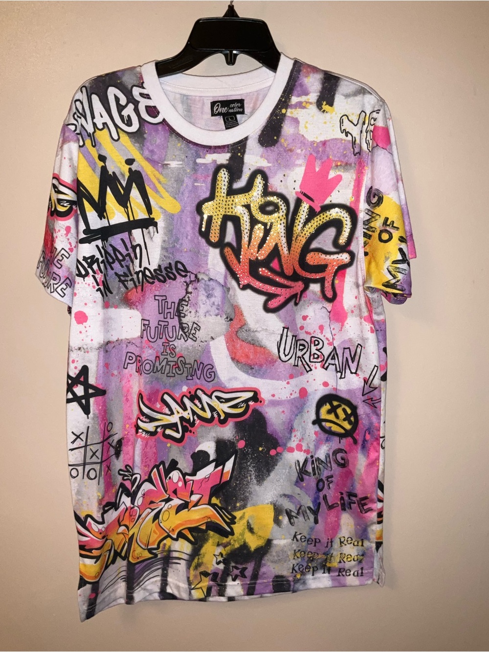 Graffiti Print Short Sleeve Tee Multicolor